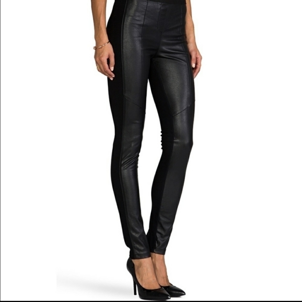 BCBGMAXAZRIA Faux Leather Maddex Pant in Black, Size S